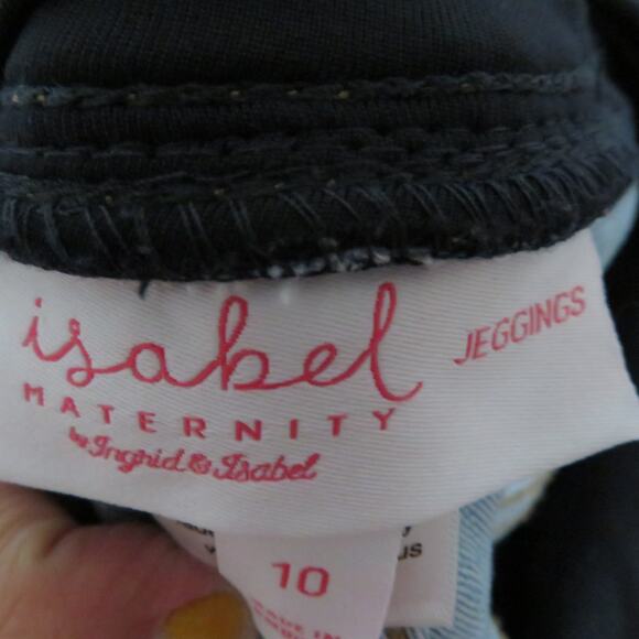 Isabel Maternity Womens Sz 10 Blue Wash Raw Hem Jeggings Full Front Panel Pants - Picture 5 of 6